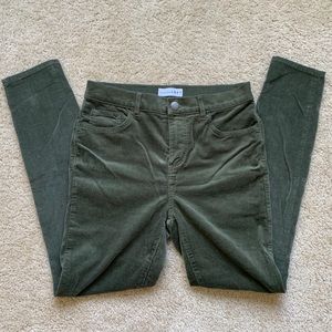 LOFT Green Corduroy High Waist Skinny 27 / 4 P